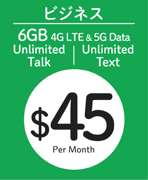 【アメリカSIM】月額$45 ビジネスプラン | $45 SIM Plan